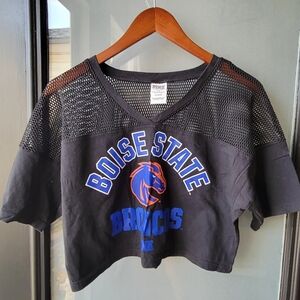 RARE PINK VICTORIA'S SECRET WITH 5TH & OCEAN CROP TOP MESH BLUE/BLACK SIZE XS